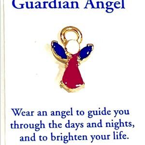 Patriotic Guardian Angle Pin Brooch Tie Tack Red White Blue American Vintage
